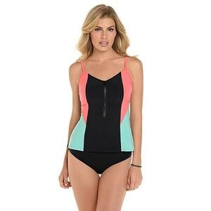 MagicSuit Womens Dive In Lindsay‎ Top Sz 8 US 10 UK Tankini Top Separate 1/2 Zip